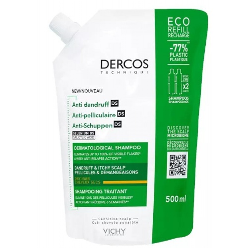 Dercos champu anticaspa ds cabello seco (1 bolsa 500 ml)