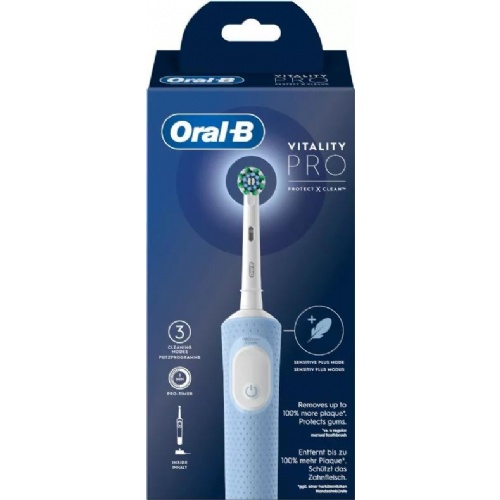 Cepillo dental electrico recargable - oral-b vitality pro (1 unidad + 2 recambios color lila)