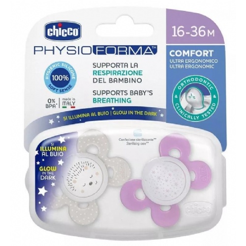 Chupete silicona - chicco physio comfort (16 - 36 meses 2 unidades niña)