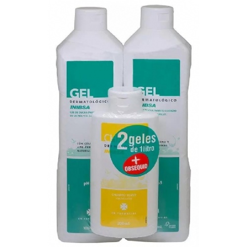 Inibsa gel dermatologico  2 envases 1 l + 1 envase 200 ml pack viaje