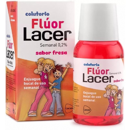 Fluor lacer junior enjuague bucal de uso semanal (1 envase 100 ml sabor fresa)